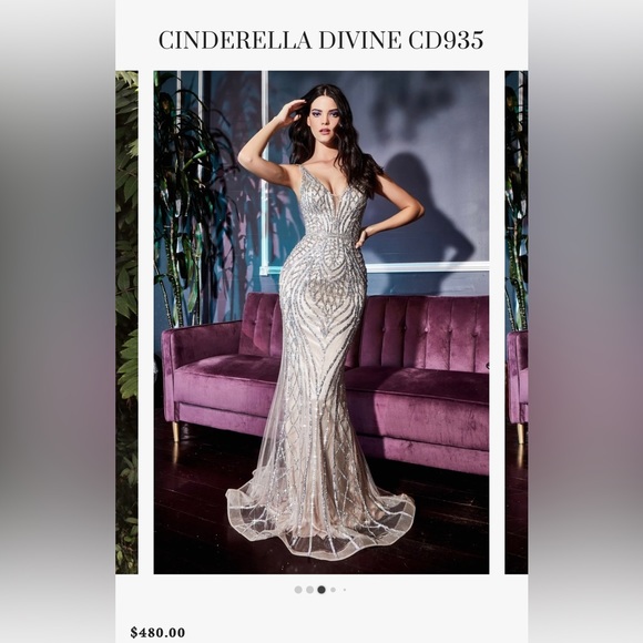 Cinderella divine dress , size 6 , silver nude . - Picture 2 of 16